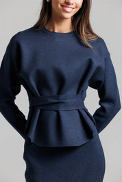 Knit Wrap Top  - Blue