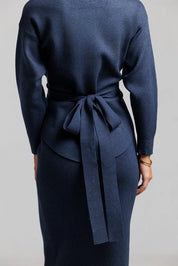 Knit Wrap Top  - Blue