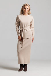 Knit Wrap Top  - Tan