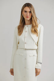 Wool Tailored Midi Skirt - Cream