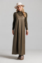 Pinstripe Buckle Slip Jumper - Olive