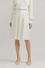 Wool Pleated Skirt – Cream