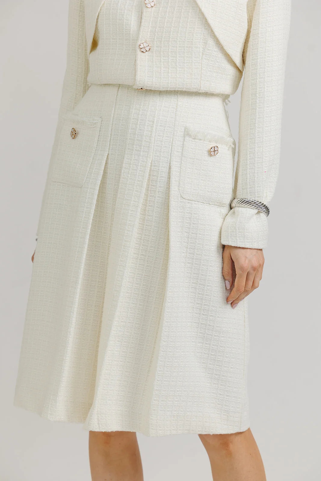 Wool Pleated Skirt – Cream