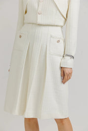Wool Pleated Skirt – Cream