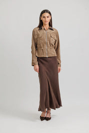 Suede Utility Jacket – Taupe