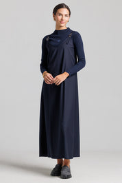 Pinstripe Buckle Slip Jumper - Navy