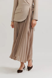 Accordian Pleat Blazer Dress - Tan