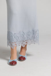 Lace Knit Skirt Set - Light Blue
