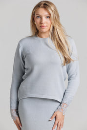 Lace Knit Sweater Set - Light Blue