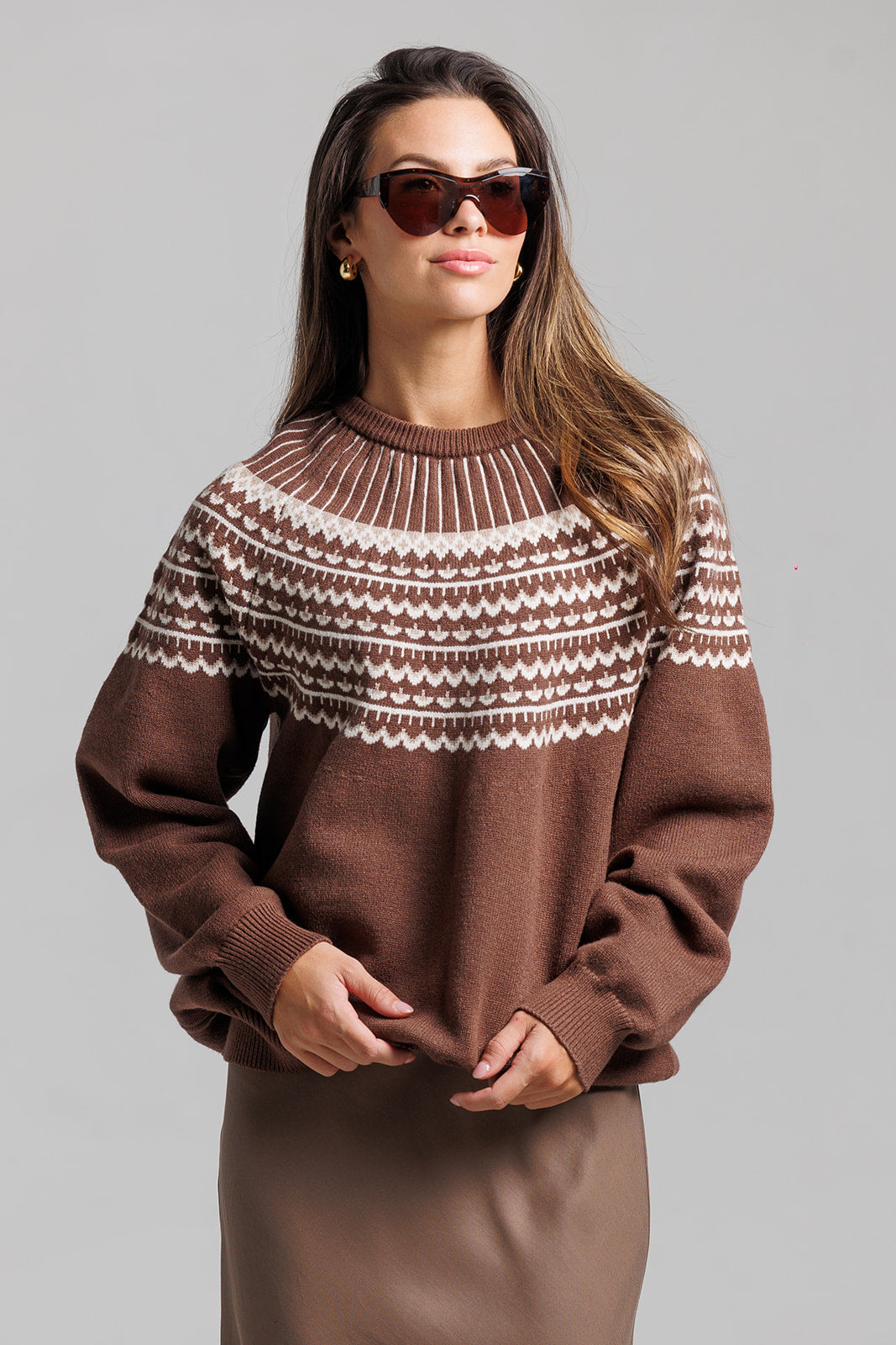 Jacquard Sweater - Brown