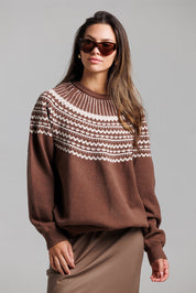 Jacquard Sweater - Brown