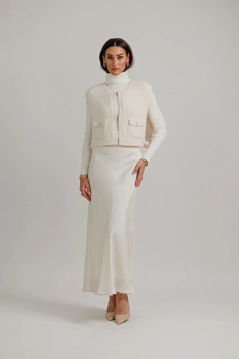 Cream Wool Knit Vest