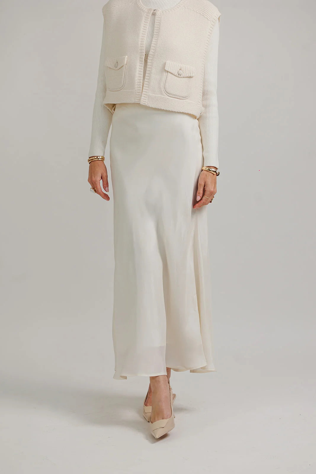 Cupro Soie Skirt- Cream