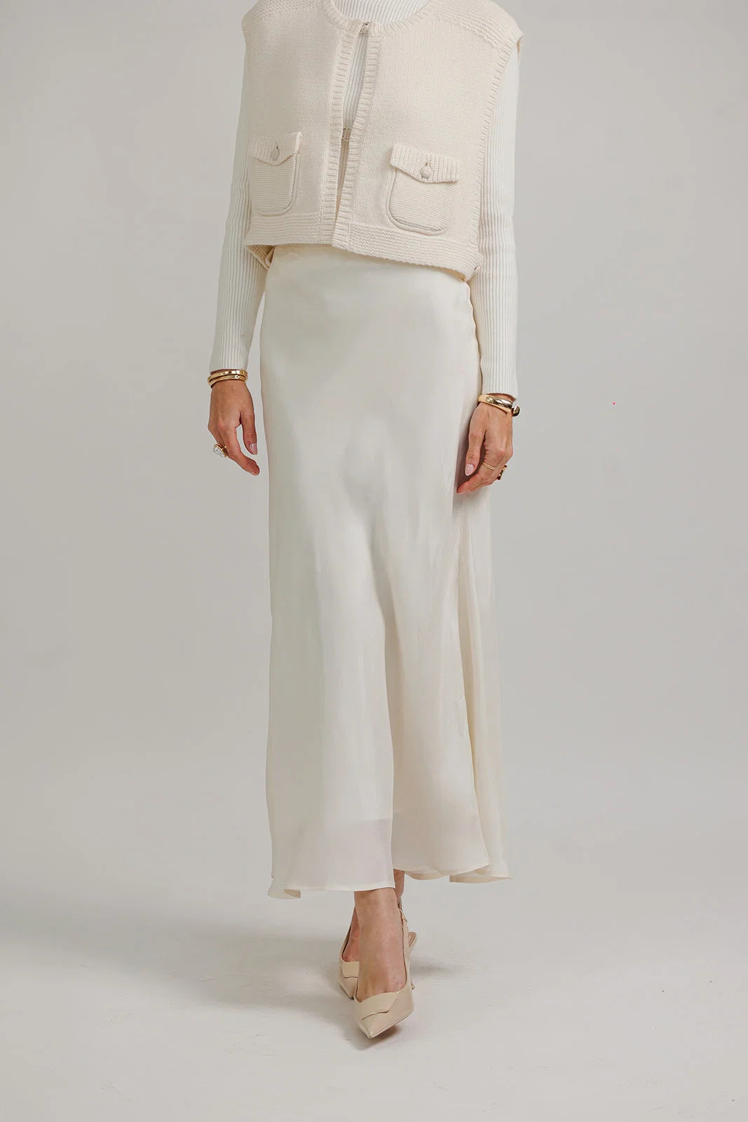 Cream Wool Knit Vest