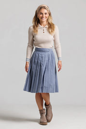 Striped Polo - Cream & Blue