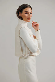 Cream Wool Knit Vest