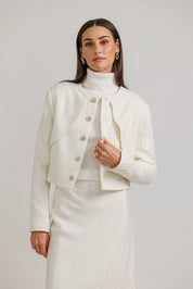 Cropped Wool Jacket – Cream