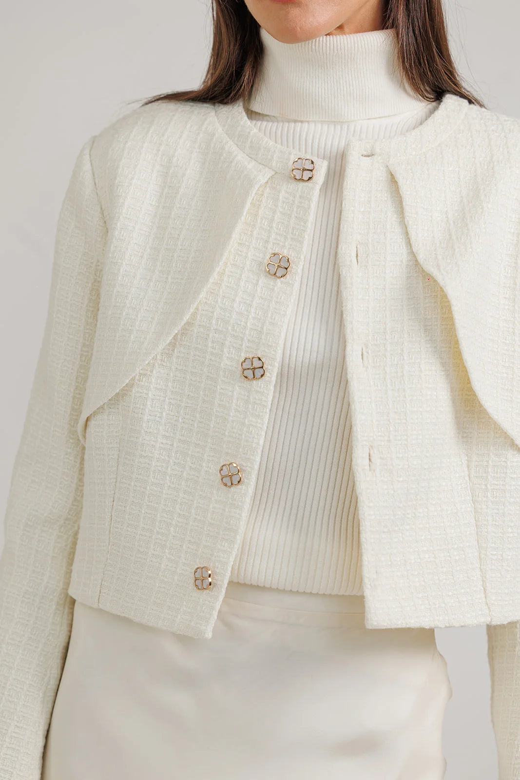 Cropped Wool Jacket – Cream