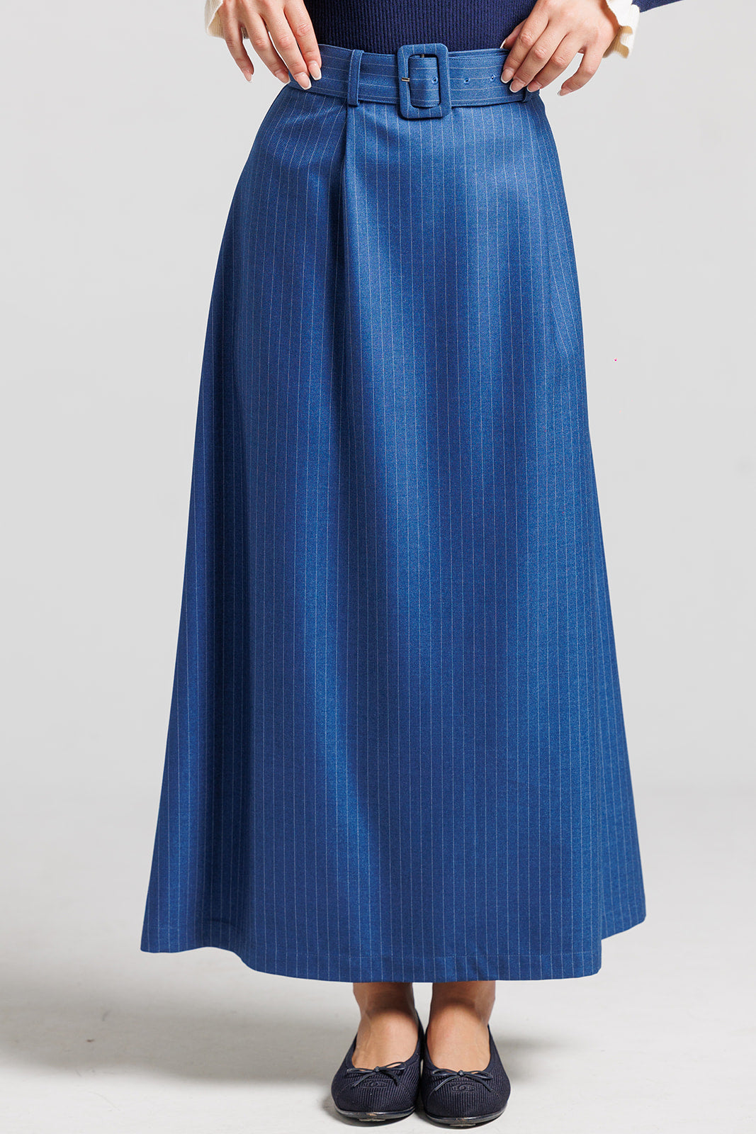 Pinstripe Midi - Blue