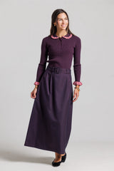 Pinstripe Midi - Plum