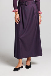 Pinstripe Midi - Plum