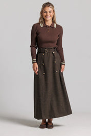 Striped Polo - Brown & Green