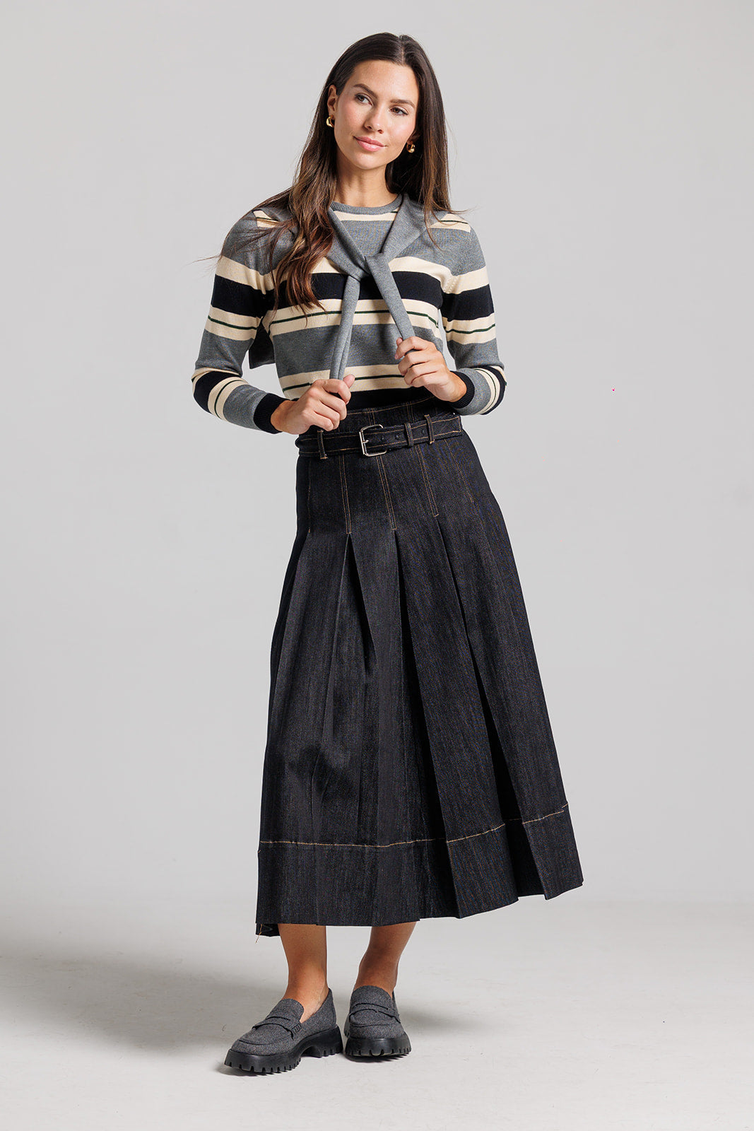 Striped Shrug Sweater - Grey