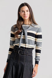 Striped Shrug Sweater - Grey