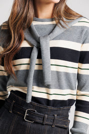 Striped Shrug Sweater - Grey