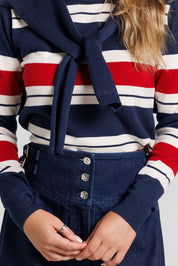 Striped Shrug Sweater - Navy & Red