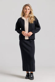 Knit Midi Skirt - Black & Cream