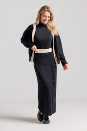 Knit Midi Skirt - Black & Cream