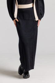 Knit Midi Skirt - Black & Cream