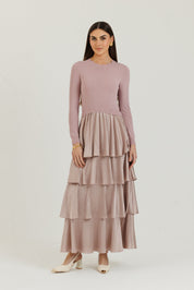 Scalloped Ruffle Maxi Mauve