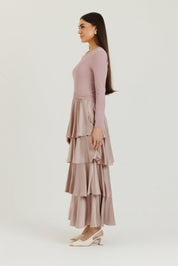Scalloped Ruffle Maxi Mauve