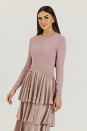 Scalloped Ruffle Maxi Mauve