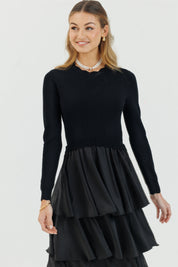 Scalloped Ruffle Maxi Black