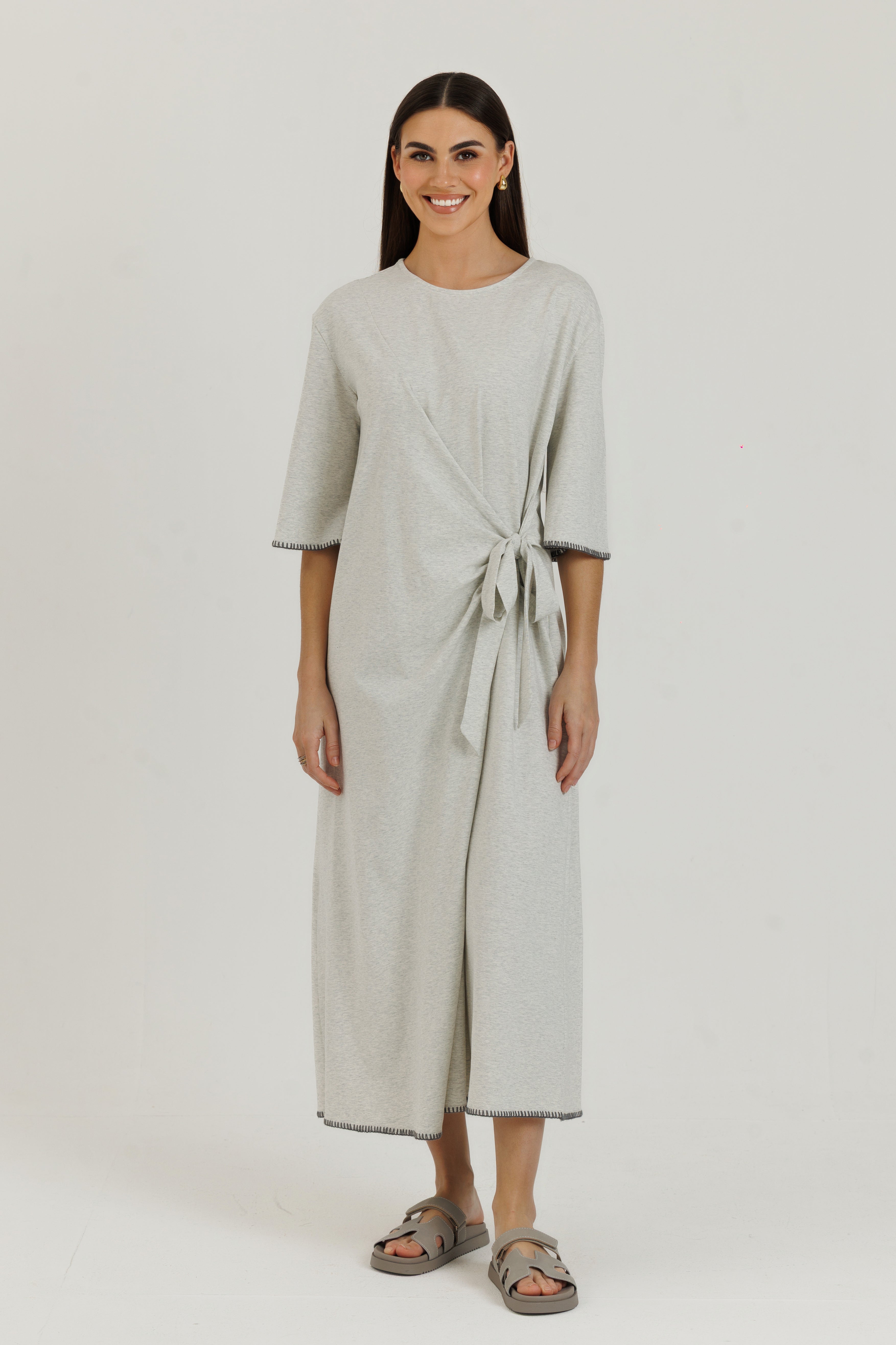 Cotton Stitch Dress Grey
