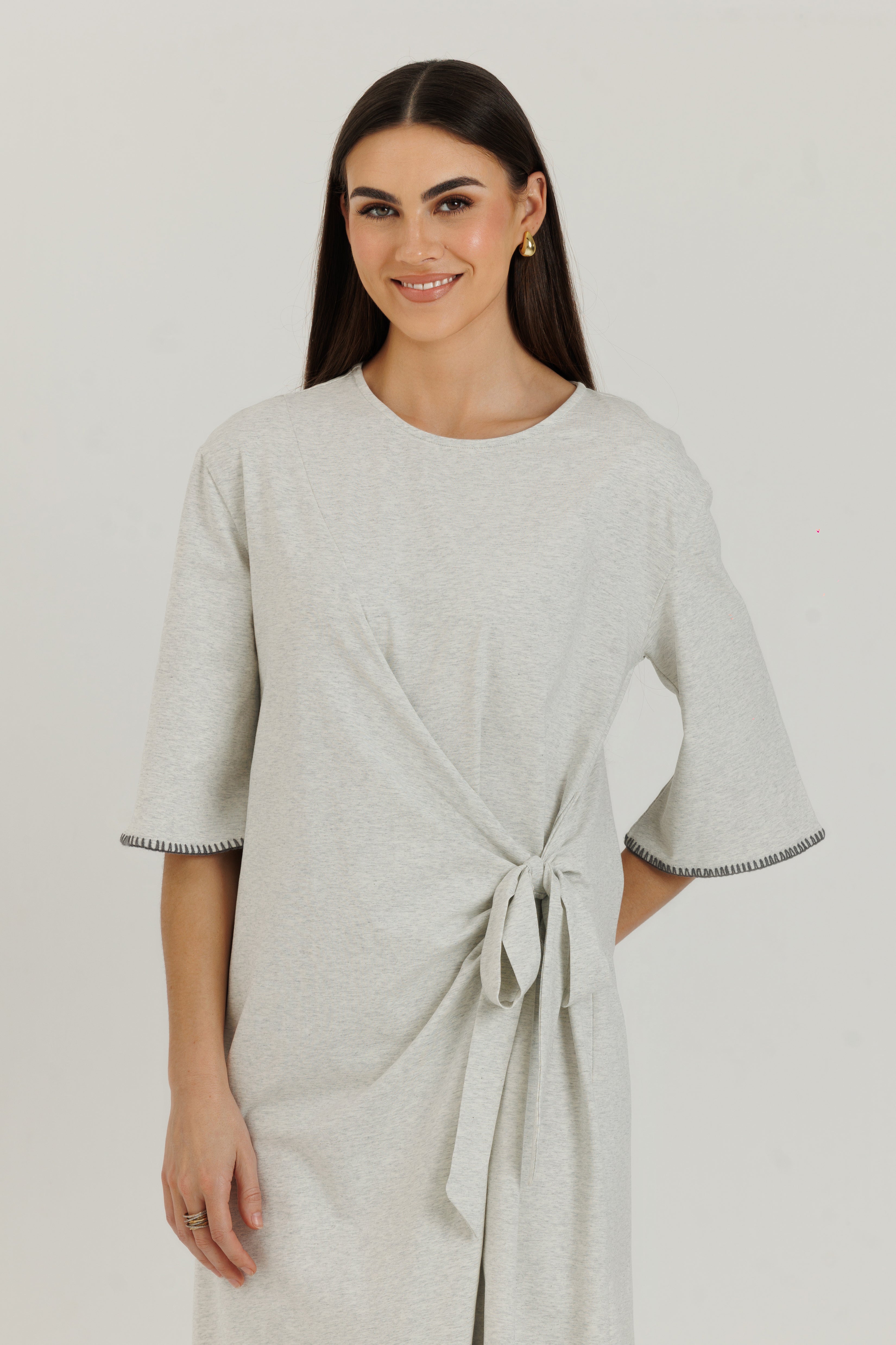 Cotton Stitch Dress Grey