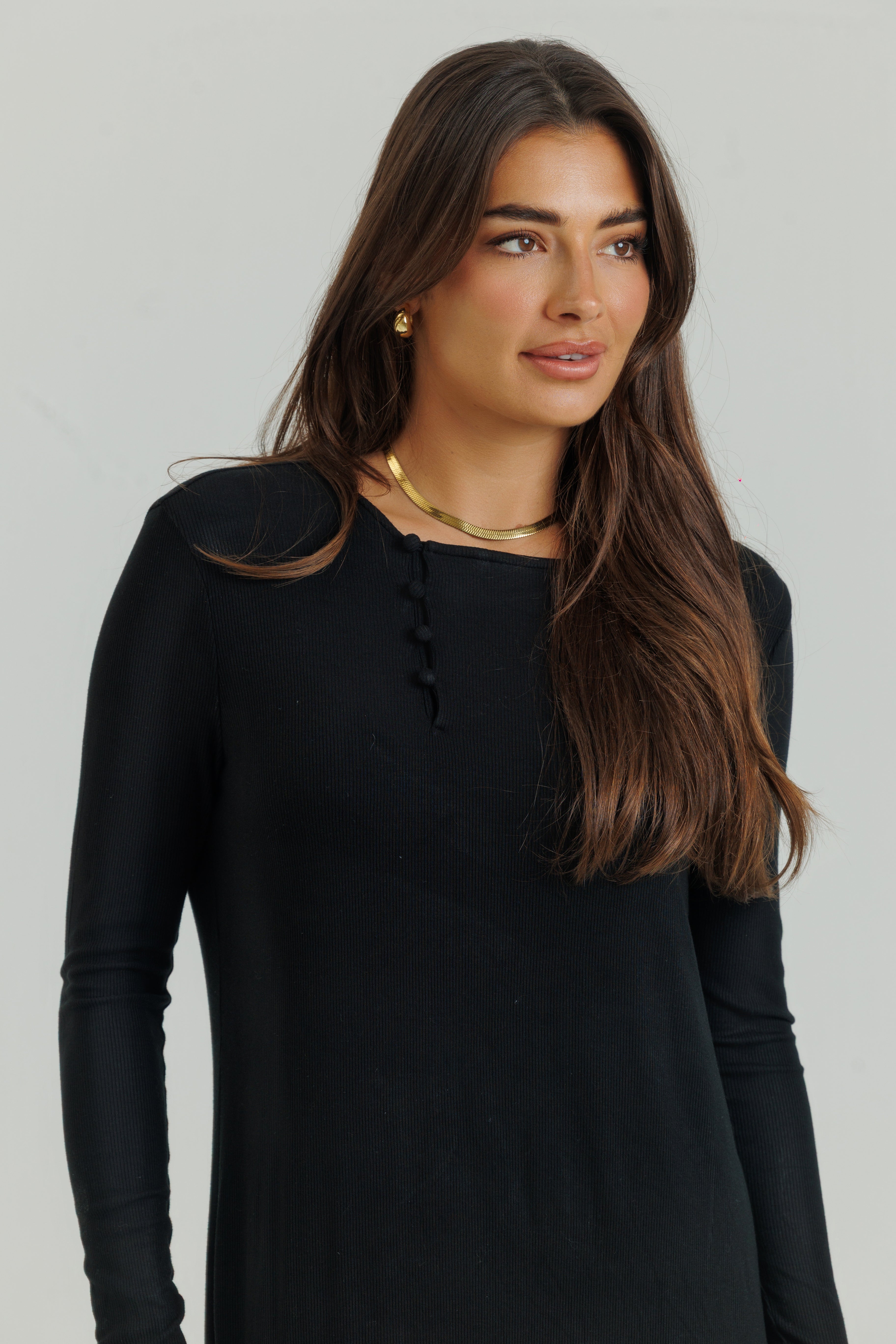 Relaxed Ribbed Maxi Black