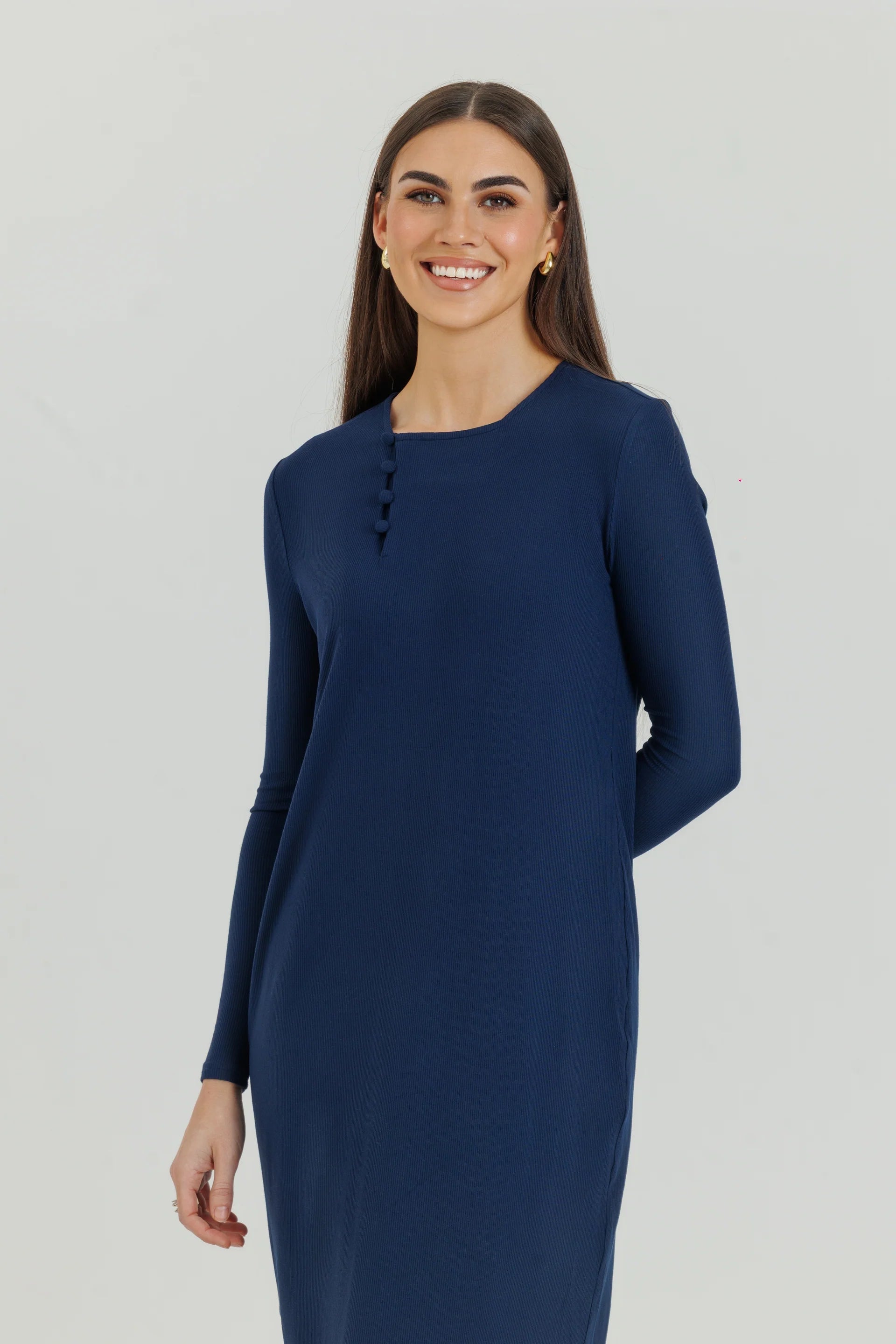 Relaxed Ribbed Maxi Navy