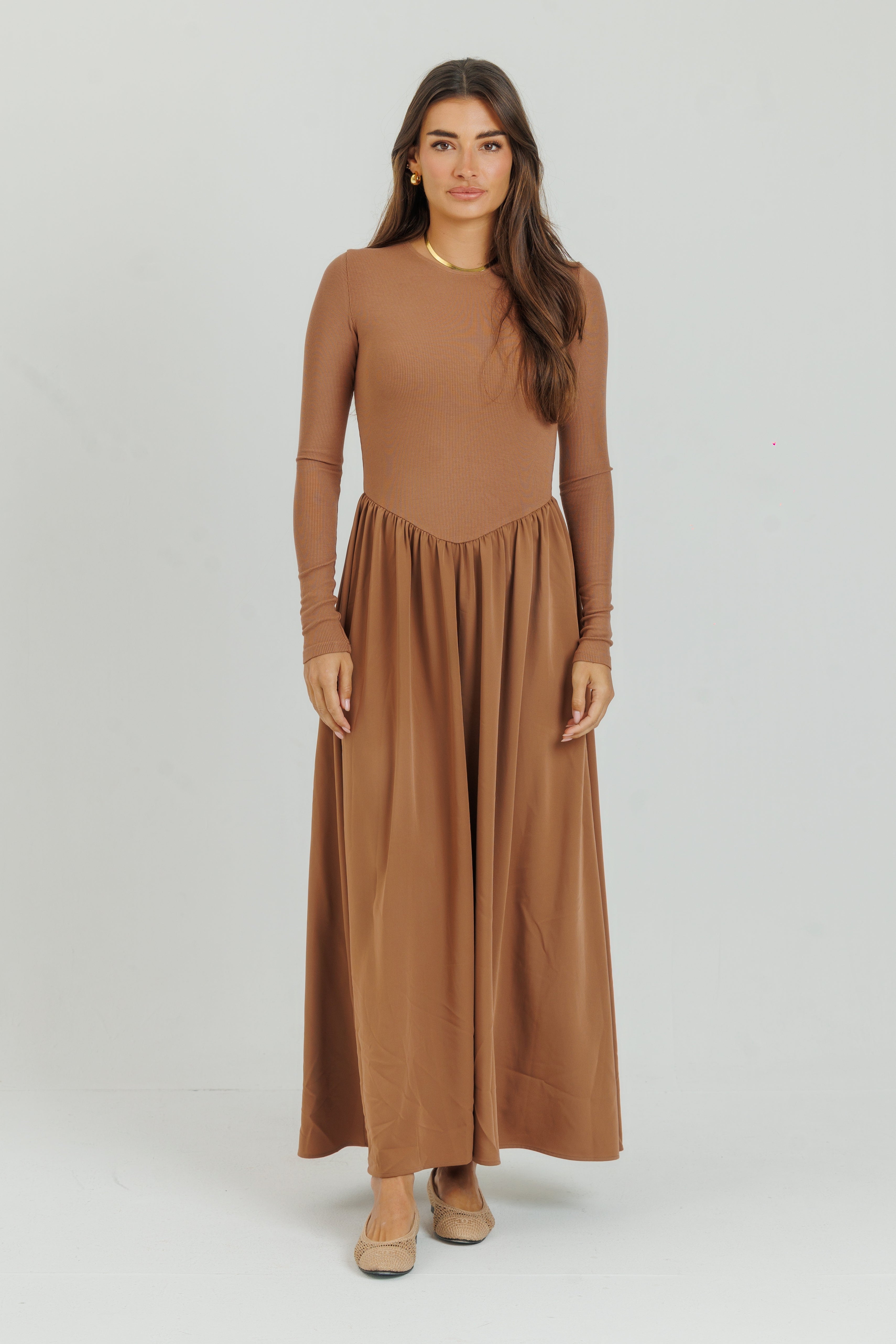 V maxi Dress Chocolate