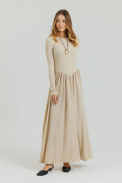 V maxi Dress Cream