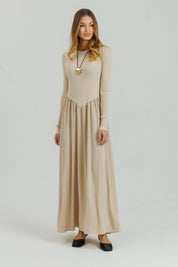 V maxi Dress Cream