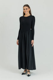 V maxi dress black