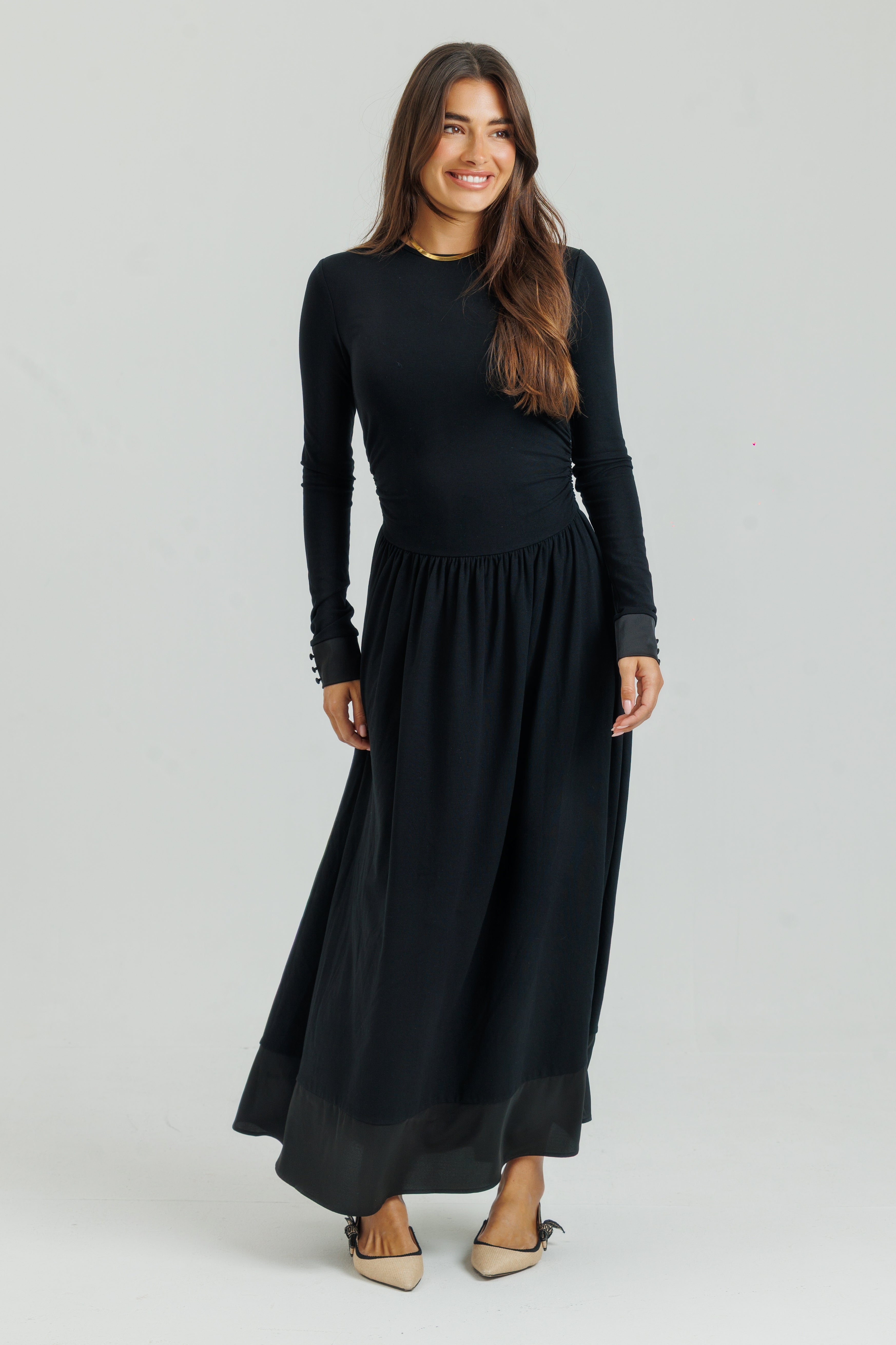 Side Ruched Dress Black