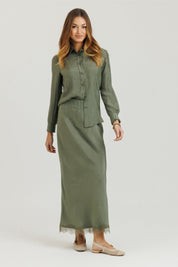 Lace Slip Skirt Sage Green