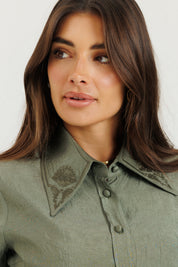 Embroidered Blouse Sage Green