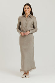 Lace Slip Skirt Stone
