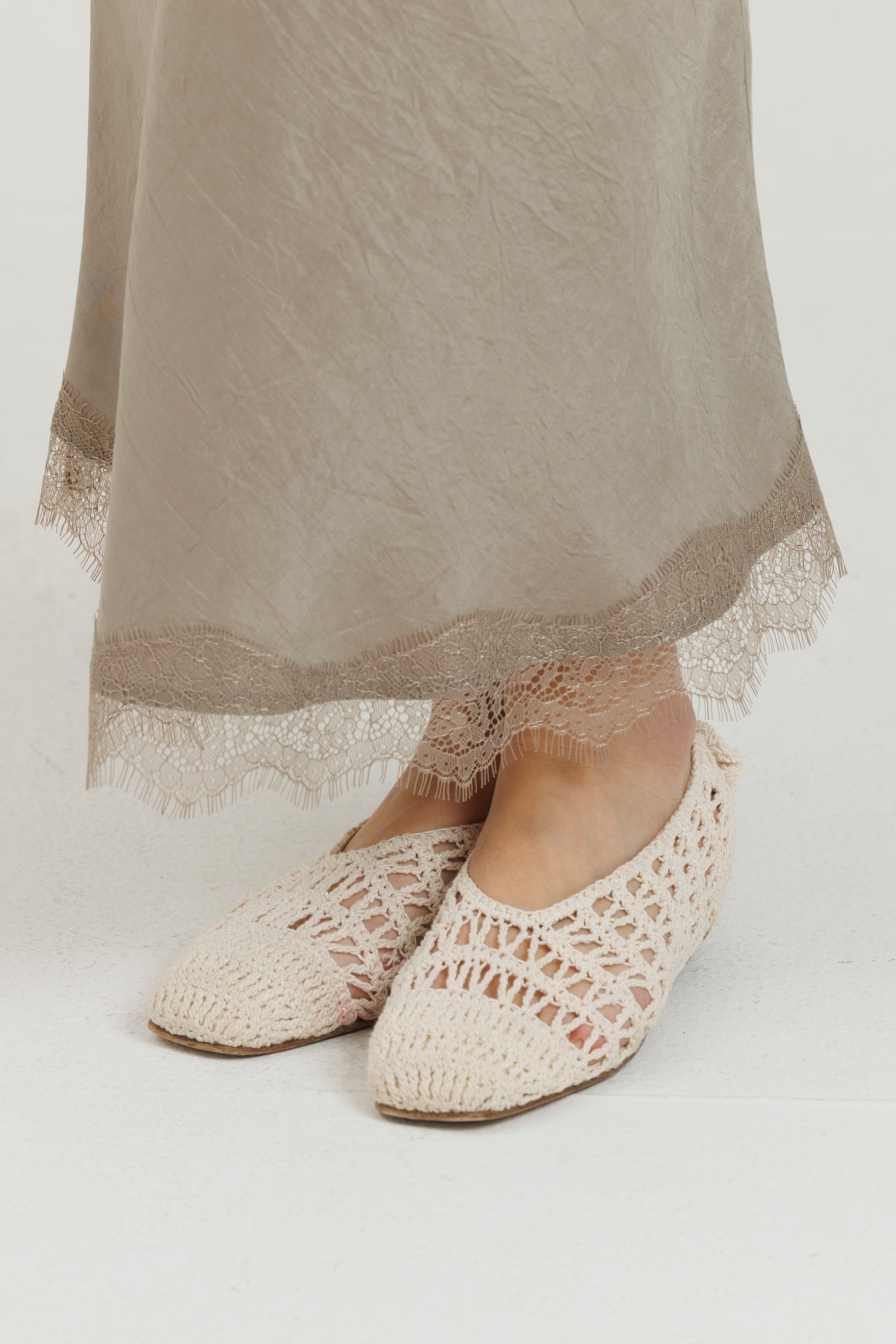 Lace Slip Skirt Stone